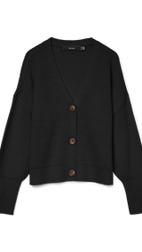 VERO MODA VMLEA v-neck cuff cardigan in black - Image 3
