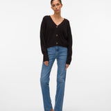 VERO MODA VMLEA v-neck cuff cardigan in black - Image 4