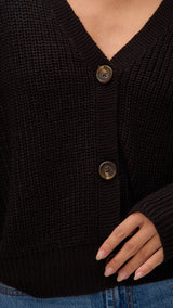 VERO MODA VMLEA v-neck cuff cardigan in black - Image 6