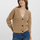 VERO MODA VMLEA v-neck cuff cardigan in nomad - Image 1