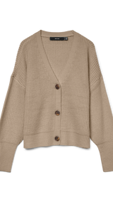 VERO MODA VMLEA v-neck cuff cardigan in nomad - Image 3