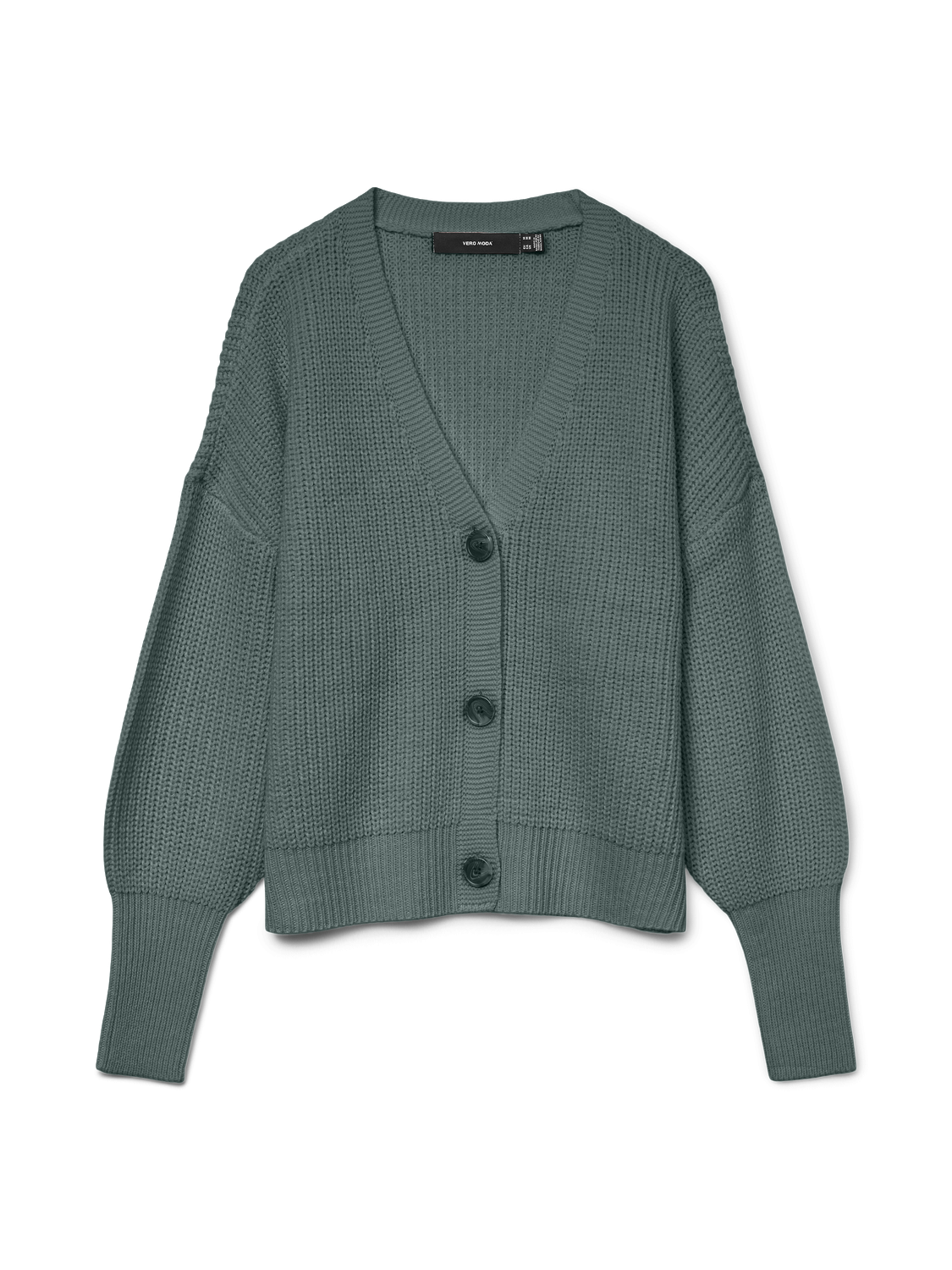 VERO MODA VMLEA v-neck cuff cardigan in balsam green - Image 4