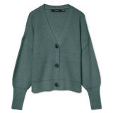 VERO MODA VMLEA v-neck cuff cardigan in balsam green - Image 4