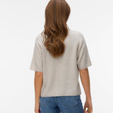 VERO MODA VMLEFILE 2/4 o-neck pearl cardigan - pumice stone