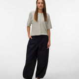 VERO MODA VMLEFILE 2/4 o-neck pearl cardigan in light grey melange - Image 1