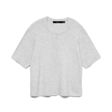 VERO MODA VMLEFILE 2/4 o-neck pearl cardigan in light grey melange - Image 3