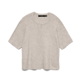 VERO MODA VMLEFILE 2/4 o-neck pearl cardigan in pumice stone melange - Image 3