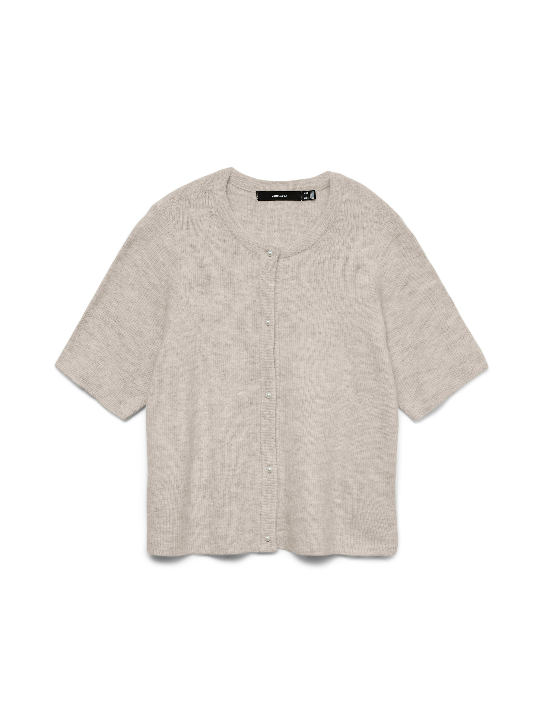 VERO MODA VMLEFILE 2/4 o-neck pearl cardigan in pumice stone melange - Image 3
