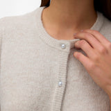 VERO MODA VMLEFILE 2/4 o-neck pearl cardigan in pumice stone melange - Image 5