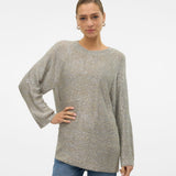 VERO MODA VMLEILANI new o-neck long pull. in griffin - Image 1