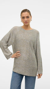 VERO MODA VMLEILANI new o-neck long pull. in griffin - Image 1