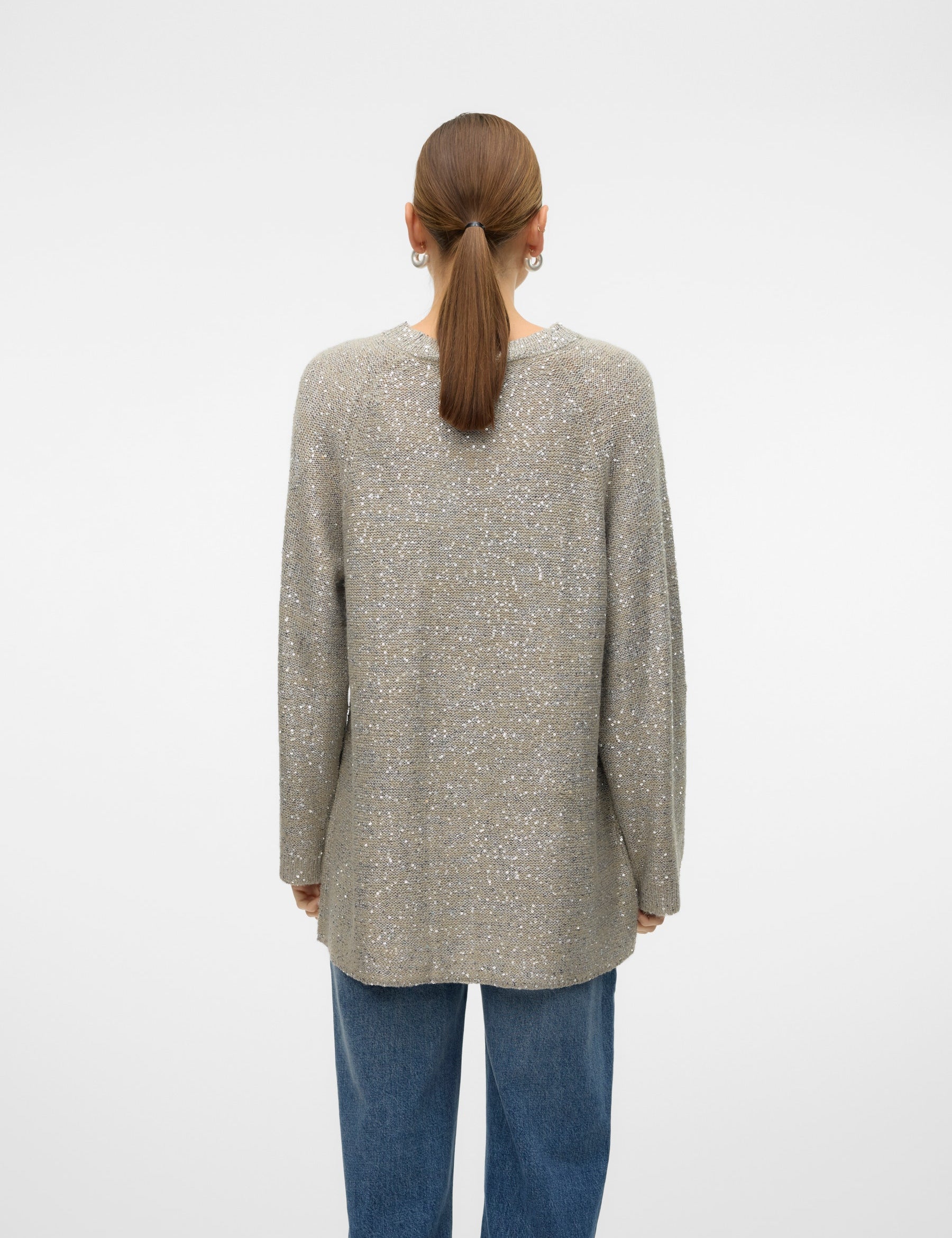 VERO MODA VMLEILANI new o-neck long pull. in griffin - Image 2