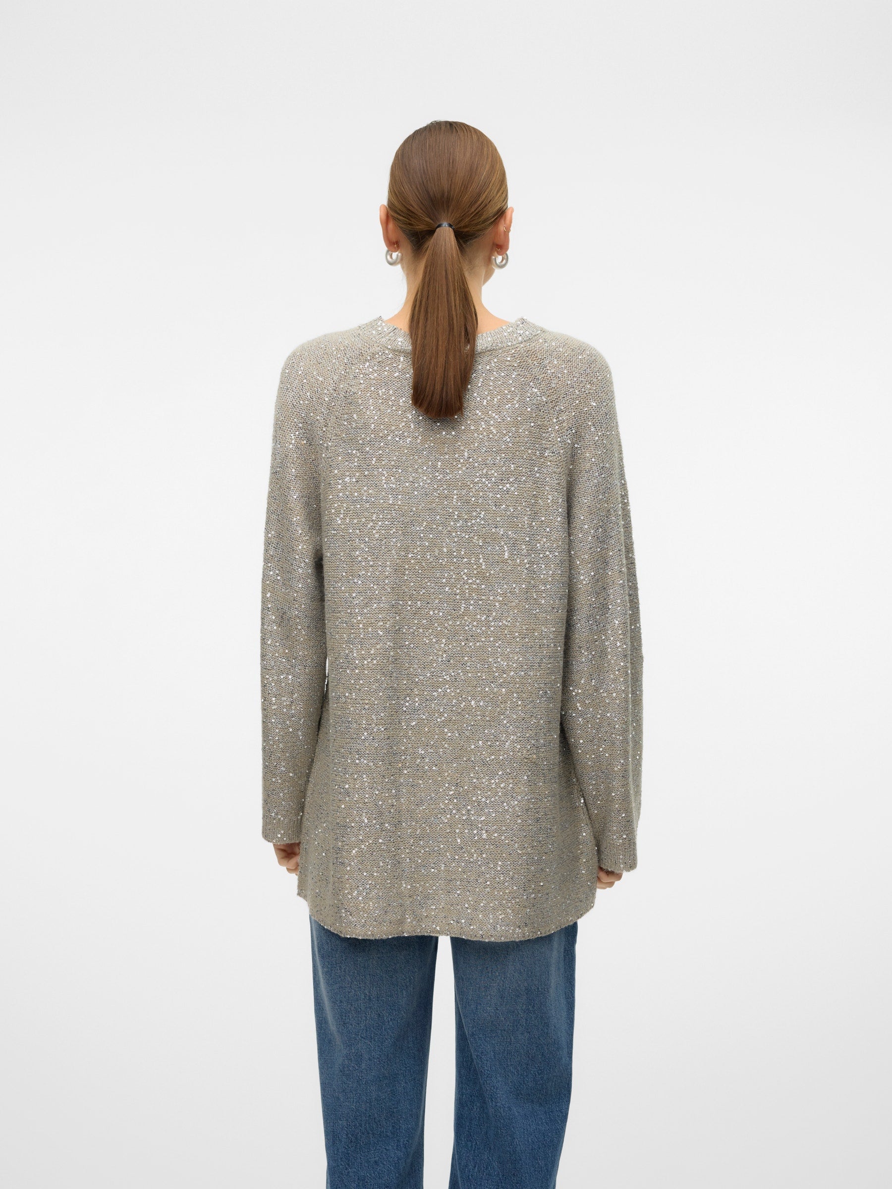 VERO MODA VMLEILANI new o-neck long pull. in griffin - Image 2