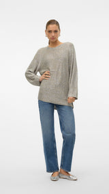VERO MODA VMLEILANI new o-neck long pull. in griffin - Image 4
