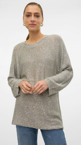 VERO MODA VMLEILANI new o-neck long pull. in griffin - Image 5