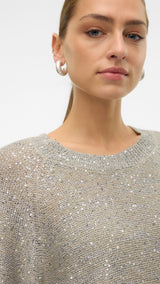 VERO MODA VMLEILANI new o-neck long pull. in griffin - Image 6
