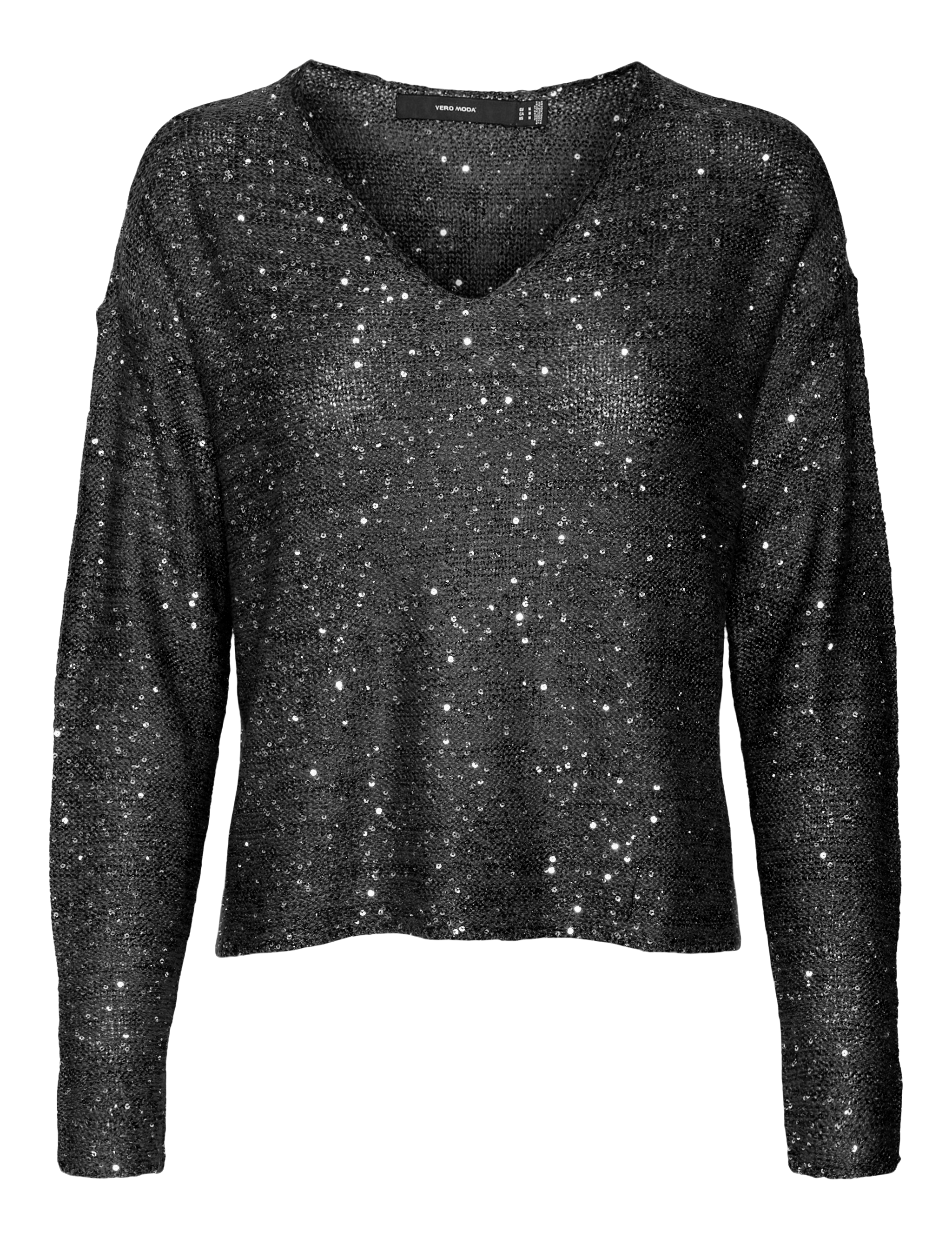 VERO MODA VMLEILANI new v-neck pullover - winetasting w. silver sequins
