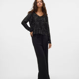 VERO MODA VMLEILANI new v-neck pullover - winetasting w. silver sequins