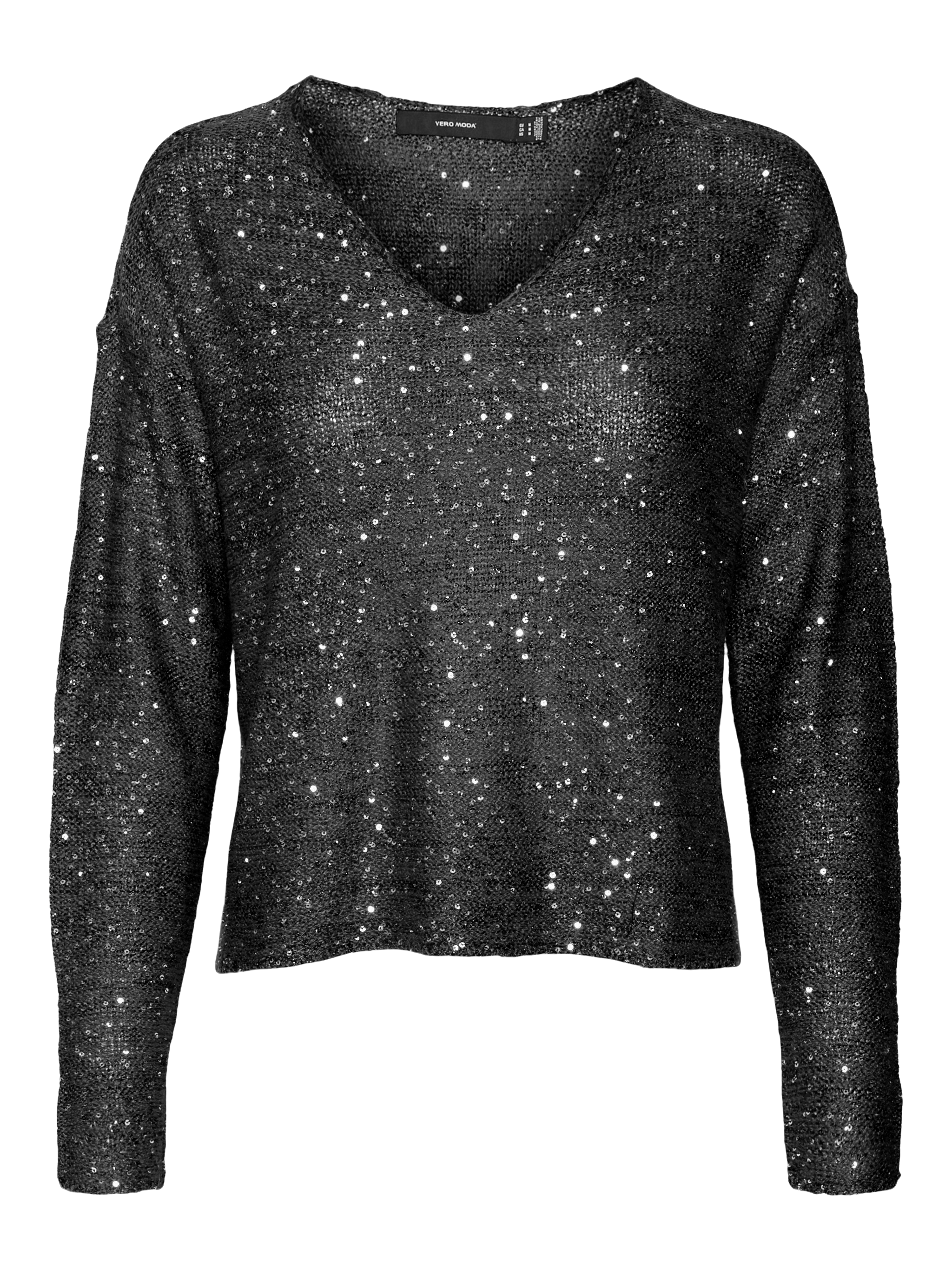 VERO MODA VMLEILANI new v-neck pullover - pumice stone w. silver sequins