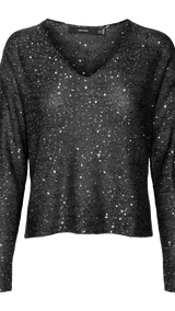 VERO MODA VMLEILANI new v-neck pullover - pumice stone w. silver sequins