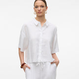 VERO MODA VMLINN 2/4 short shirt in snow white - Image 1