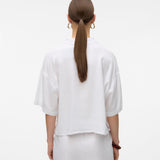 VERO MODA VMLINN 2/4 short shirt in snow white olga moon rock - Image 2