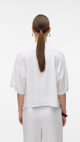 VERO MODA VMLINN 2/4 short shirt in snow white olga moon rock - Image 2