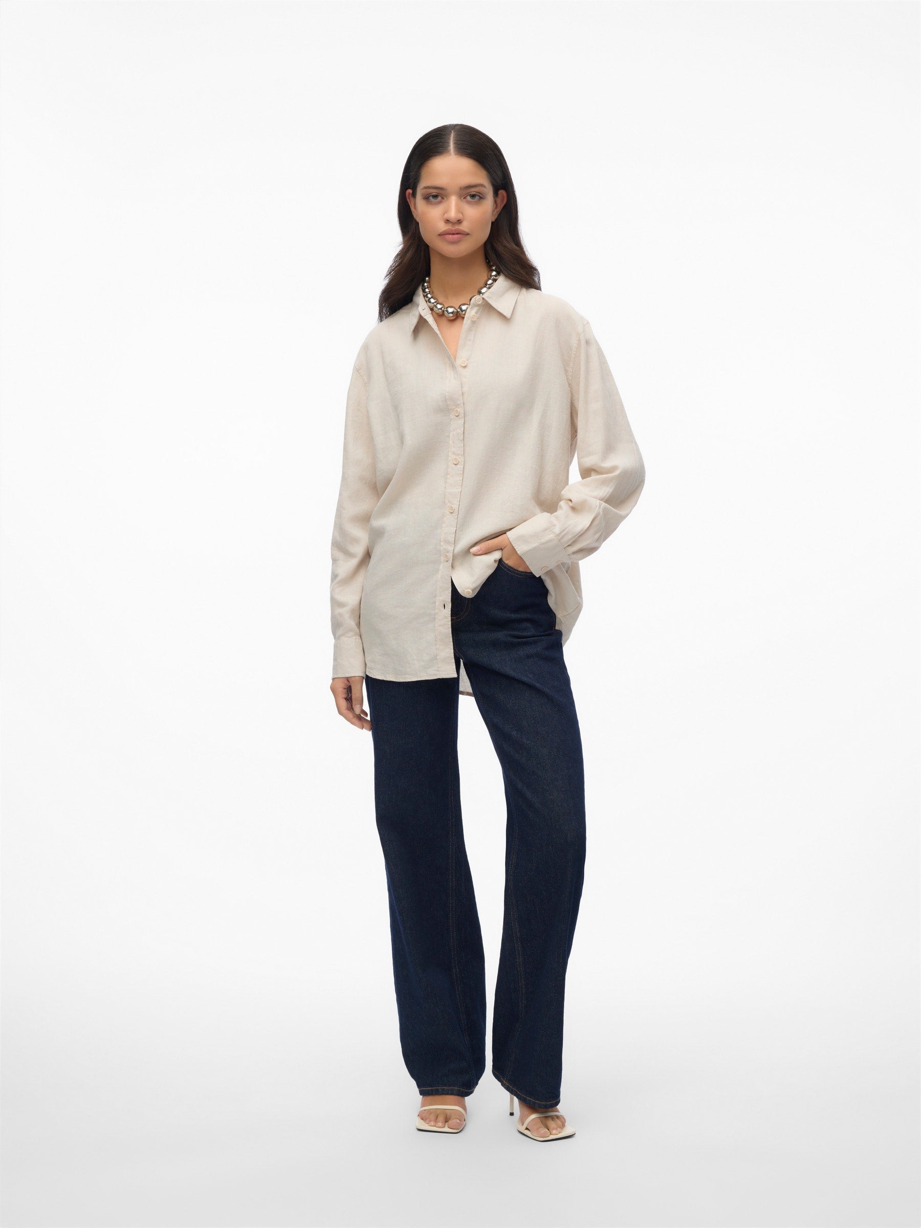 VERO MODA VMLINN shirt in moonbeam - Image 4