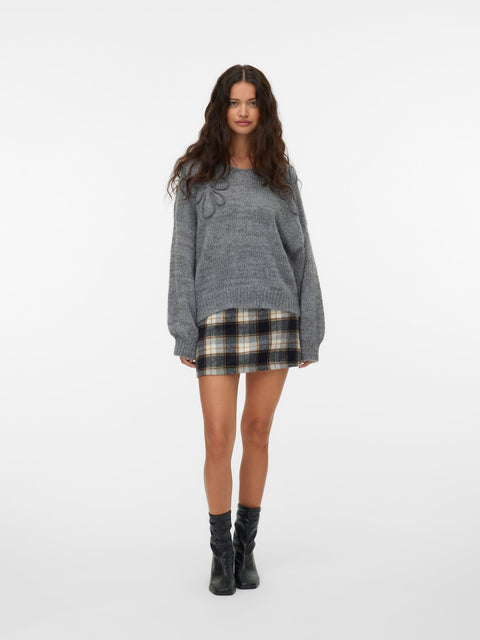 VERO MODA VMLOLLIPOP v-neck pullover boo in medium grey melange