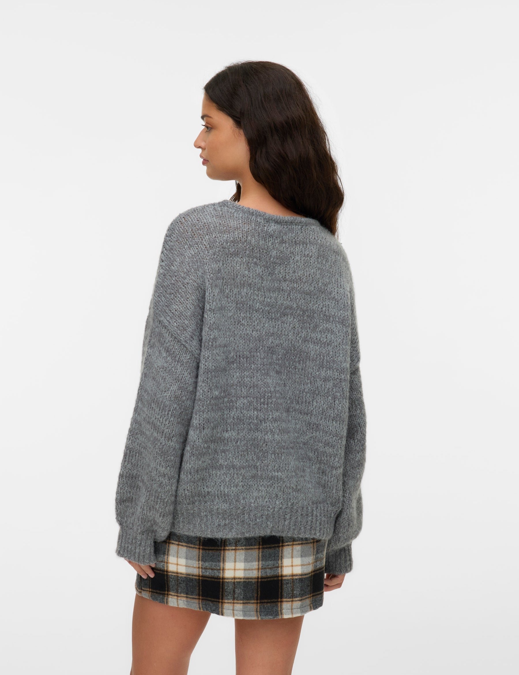 VERO MODA VMLOLLIPOP v-neck pullover boo in medium grey melange - Image 2