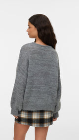 VERO MODA VMLOLLIPOP v-neck pullover boo in medium grey melange - Image 2