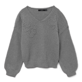 VERO MODA VMLOLLIPOP v-neck pullover boo in medium grey melange - Image 3