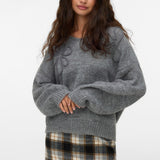 VERO MODA VMLOLLIPOP v-neck pullover boo in medium grey melange - Image 4