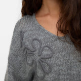 VERO MODA VMLOLLIPOP v-neck pullover boo in medium grey melange - Image 5