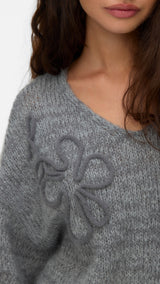 VERO MODA VMLOLLIPOP v-neck pullover boo in medium grey melange - Image 5