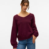 VERO MODA VMLOLLIPOP v-neck pullover boo in winetasting - Image 1