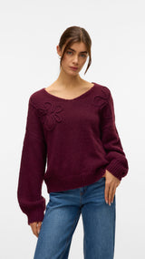 VERO MODA VMLOLLIPOP v-neck pullover boo in winetasting - Image 1