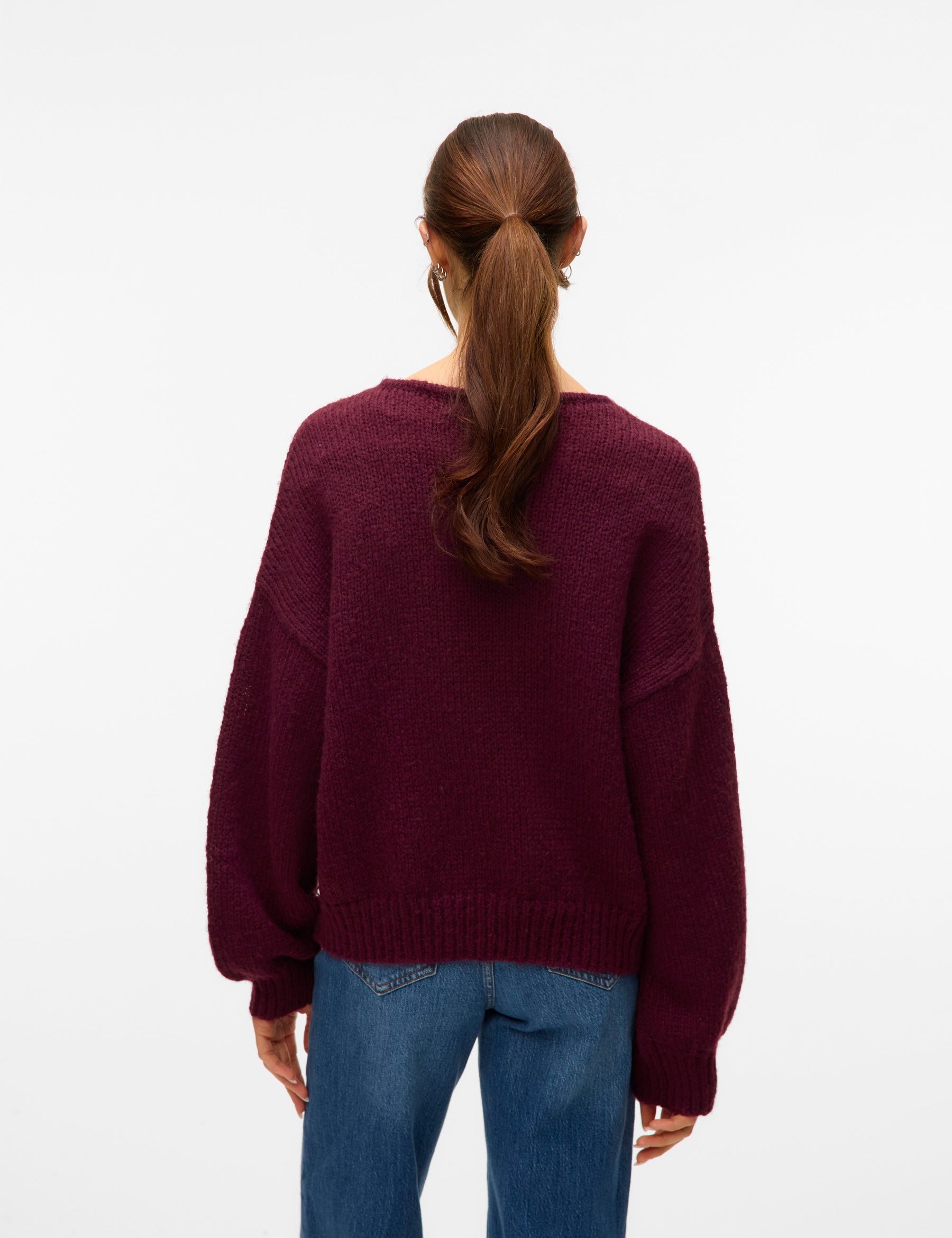 VERO MODA VMLOLLIPOP v-neck pullover boo in winetasting - Image 2