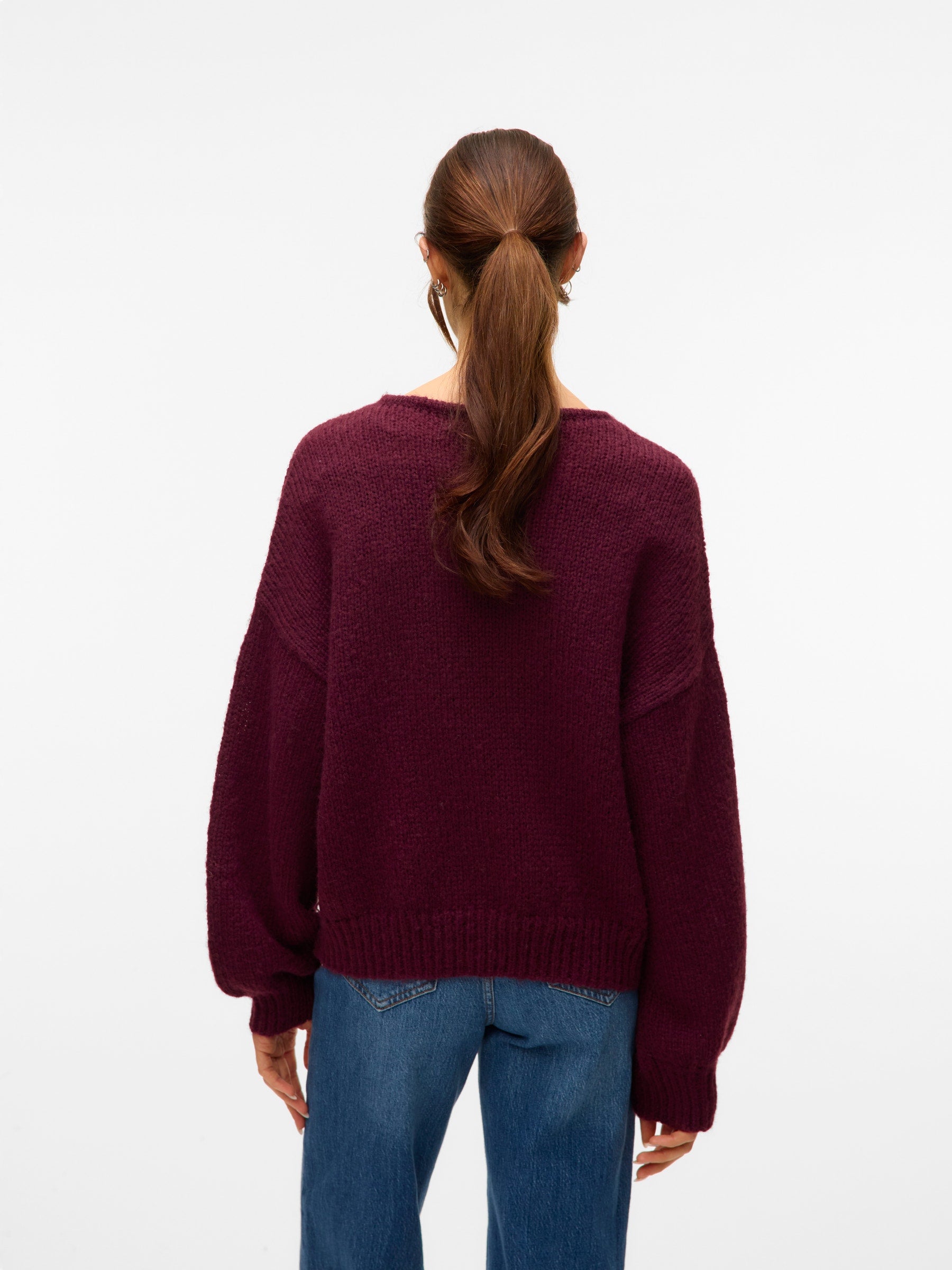 VERO MODA VMLOLLIPOP v-neck pullover boo in winetasting - Image 2