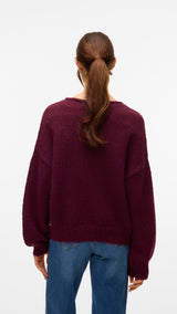 VERO MODA VMLOLLIPOP v-neck pullover boo in winetasting - Image 2