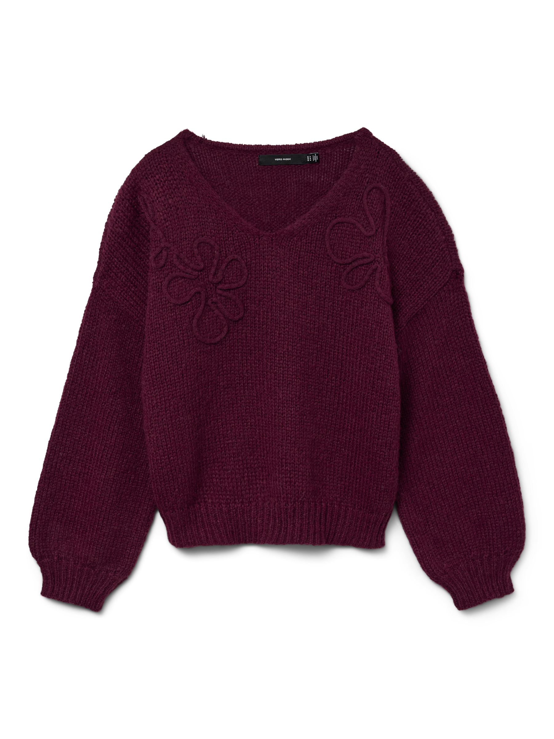 VERO MODA VMLOLLIPOP v-neck pullover boo in winetasting - Image 3
