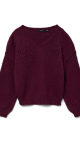 VERO MODA VMLOLLIPOP v-neck pullover boo in winetasting - Image 3