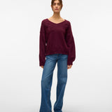 VERO MODA VMLOLLIPOP v-neck pullover boo in winetasting - Image 4