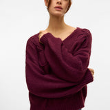 VERO MODA VMLOLLIPOP v-neck pullover boo in winetasting - Image 5