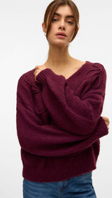 VERO MODA VMLOLLIPOP v-neck pullover boo in winetasting - Image 5