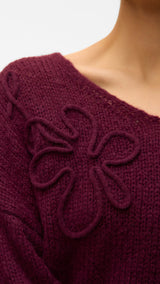 VERO MODA VMLOLLIPOP v-neck pullover boo in winetasting - Image 6