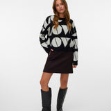 VERO MODA VMLOVE o-neck pullover boo in medium grey melange w. birch solid - Image 1