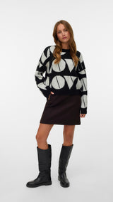 VERO MODA VMLOVE o-neck pullover boo in medium grey melange w. birch solid - Image 1