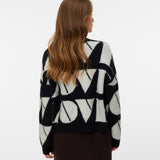 VERO MODA VMLOVE o-neck pullover boo in medium grey melange w. birch solid - Image 2