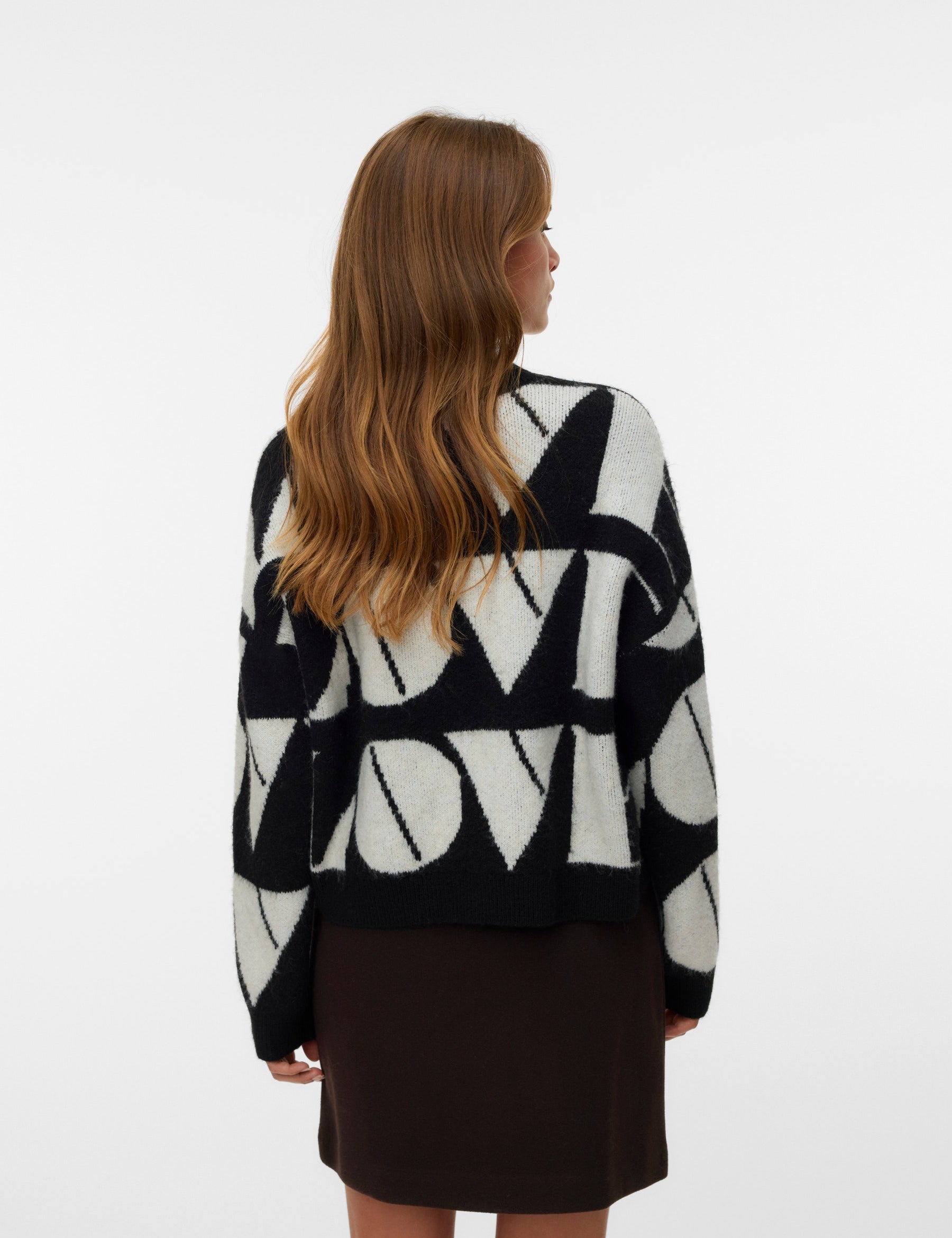 VERO MODA VMLOVE o-neck pullover boo in medium grey melange w. birch solid - Image 2